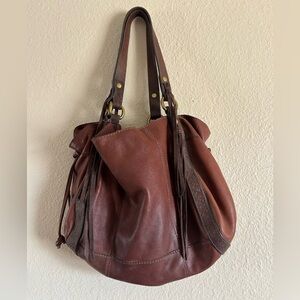 Vintage Lucky Brand Brown Distressed Leather / Tote Shoulder Bag